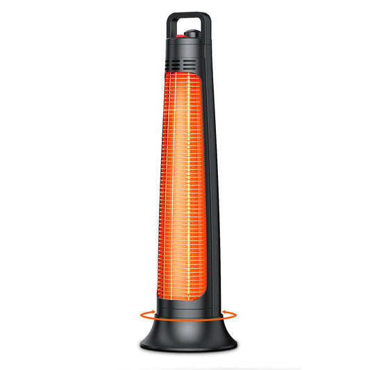 Outdoor Patio Heater,Electric Infrared Heat for Garage Backyard Indoor use, Portable Space Radiant Tower Heater with 60° Oscillating, Tip-over & Overheat Protection, Super Quiet,Waterproof, Black